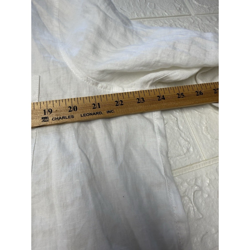 Sigrid Olsen 100% linen white long sleeve button up roll tab coastal size XL - Picture 6 of 7